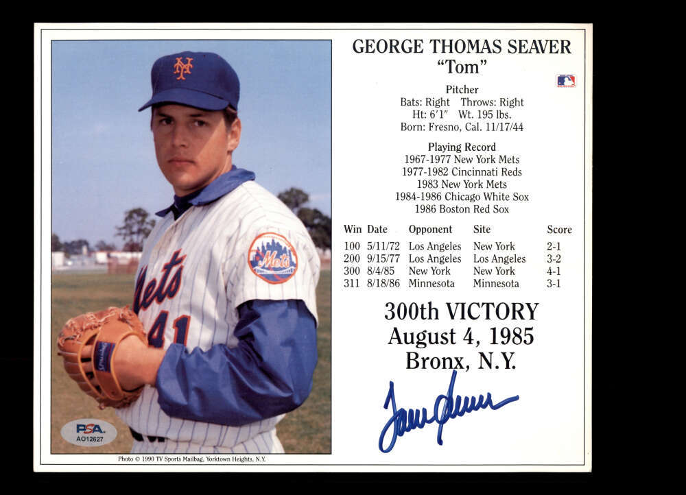 Tom Seaver PSA DNA Autograph 8x10 Photo Signed Mets