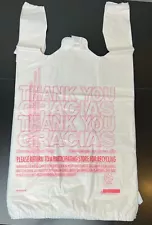 Plastic Bags Large White 1/6 22 x 11.5 x 6.5 Thank You T-Shirt Shopping Bag