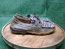 Twisted X Ladies Distressed Brown Leopard Print Driving Mocs Size 8.5 M WDM0057