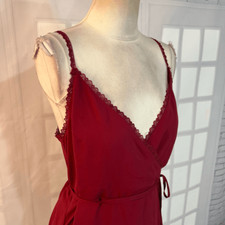 Out from under urban outfitters burgundy slip wrap dress size large