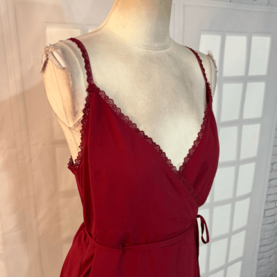 Out from under urban outfitters burgundy slip wrap dress size large | eBay