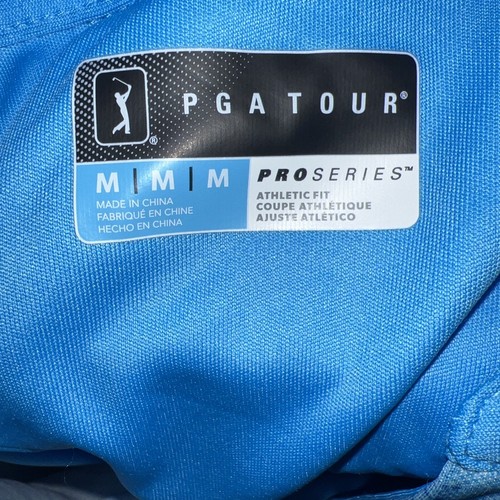 Polo PGA Tour da uomo Médium Blueprint a righe sul petto elasticizzata serie Pro vestibilità atletica - Foto 8 di 9