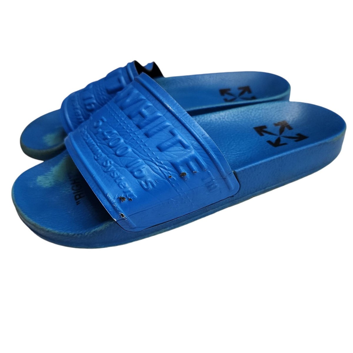 OFF-WHITE / BLUE LOGO SLIDE/サンダル/43/BLU Off White Logo Pool Slides Embossed Unisex 37 Sandals Slip On Mens
