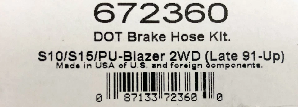 Kit de manguera de línea de freno de acero inoxidable Russell 672360 Chevy S-10 S-15 Blazer 1991-99 2x2 Foto 3 de 4