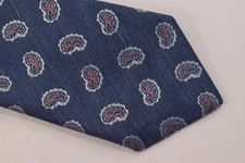Eton NWT Neck Tie In Blue With Salmon & Silver Paisley Silk / Linen