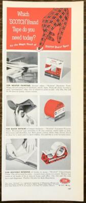 1957 3M Scotch Tapes PRINT AD The Magic Touch Plastic Masking Cellophane