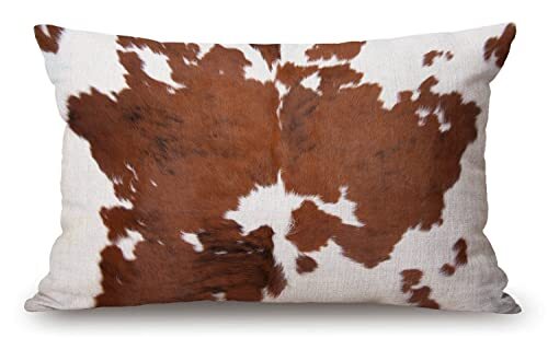 Cowhide Decorative Throw Pillow Cover Brown Farm Animal Design Jcp34