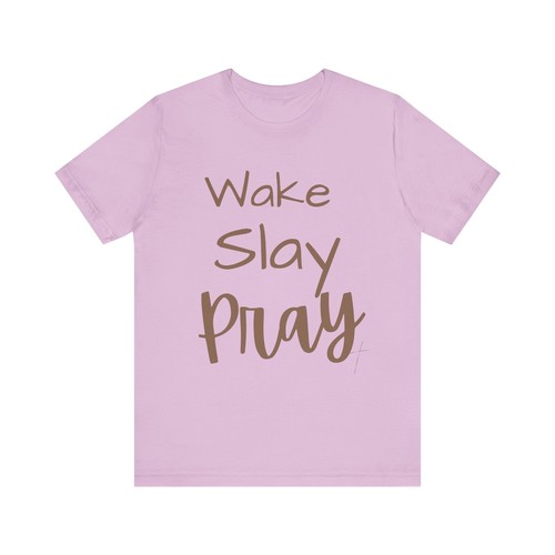 Inspirational Short Sleeve Tee - Wake Slay Pray, Motivational T-Shirt, [...] - Picture 42 of 53