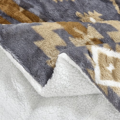 Southwest Faux Fur Sherpa Backing Bed Blanket Queen Soft Warm Thick Cozy Fluffy - Picture 22 of 59