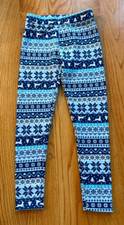 SHOSHO: Girl's Blue Warm Christmas Pants, Size 10/12