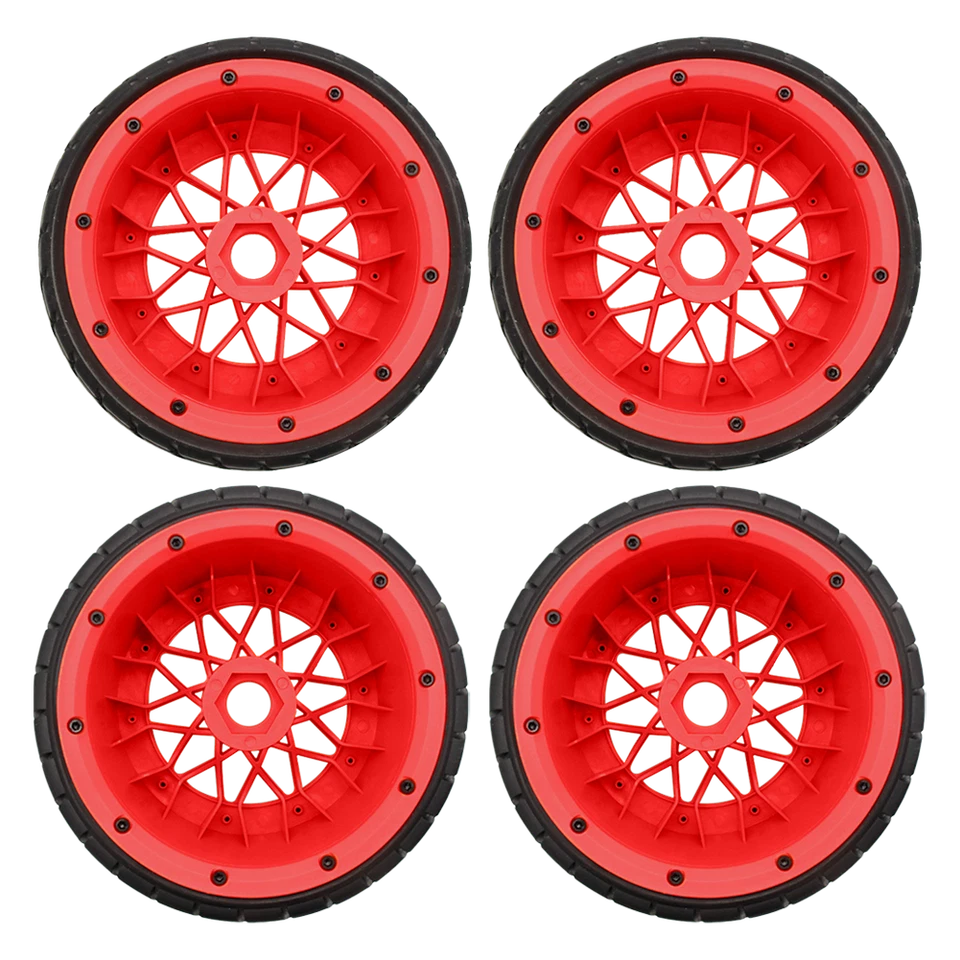 4pcs On Road w/ Red Nylon Rims Wheel Tires For RC 1/5 HPI Rovan Baja 5B SS Buggy - Image 3 of 4