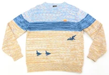 Rare Vintage JCPENNEY Seagulls Birds Flying Ocean Sweater 80s 90s Orange Blue L