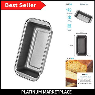 Chef Aid Non-stick 2lb Loaf Tin, 900g Rectangular bread pan, 21cm x 11cm x  7cm UK