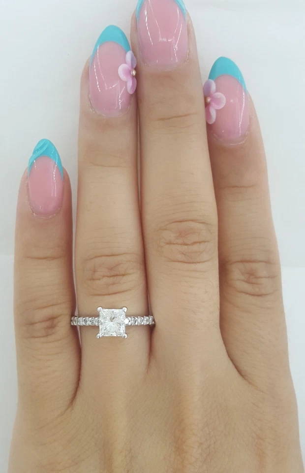 Princess Brilliant Cut Diamond Engagement Ring 1.3 ct 14K White Gold - Image 2 of 4