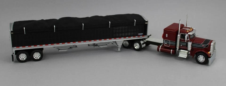 1:64 DCP *LEGENDARY RED* Peterbilt 379 48" Flattop & Wilson Grain Trailer NIB - Image 3 of 4