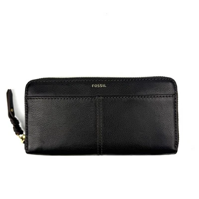 Fossil Tara Geldbörse schwarz Leder umlaufender Reißverschluss Clutch Akkordeon Organizer - Bild 1 von 4