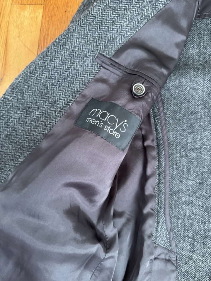 Abrigo Blazer Deportivo Para Hombre DKNY Dos Botones Gris Oscuro Lana Espiga Talla 40S Foto 3 de 4