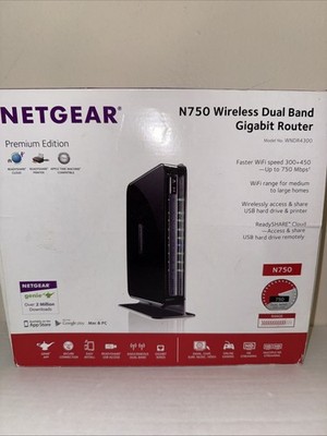 Netgear N750 Wireless Dual Band Gigabit Router WNDR4300 Faster WiFi