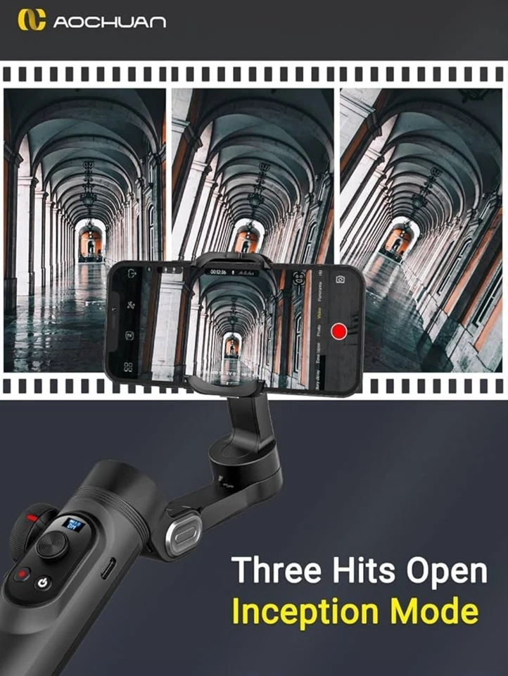 AOCHUAN Smart XPro 3-Axis Gimbal Stabilizer w/ LED Light for iPhone & Android - Image 2 of 4