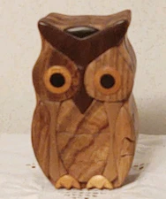 Owl Carved Intarsia Wood Puzzle Box Keepsake Trinket Hidden Brain Teaser Decor 
