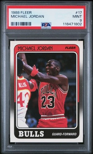 1988-89 Fleer Basketball Michael Jordan Card #17 PSA 9 HOF Bulls MVP