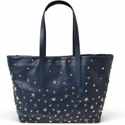 Jimmy Choo tote bag, Sofia navy, star studs, mixed design. GZl1htfv