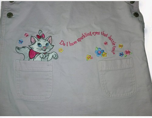 Vintage Rare Disney Catalog Aristocats Pink Jumper Girls Denim Dress 100% Cotton - Picture 3 of 13