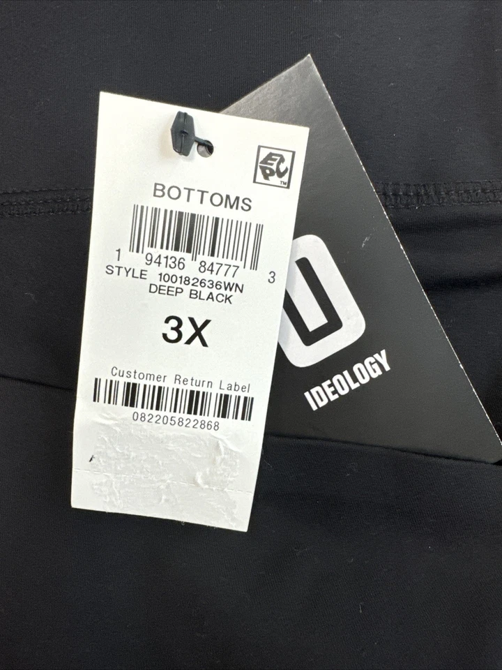 ID Ideology 女式大码裤子 3X 码全长打底裤,全新带标签!黑色 — 第 2/3 张图片