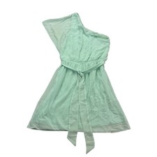 Express Dress Womens XS Green Chiffon One Shoulder Tie Waist Lightweight