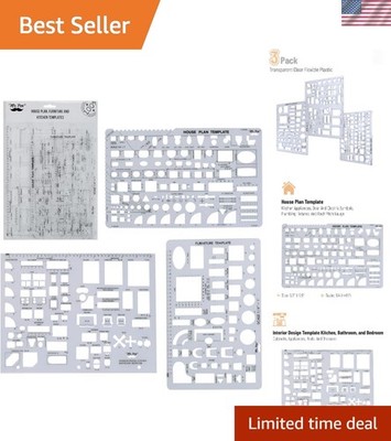 Versatile 3-Piece Home Planning Templates - Kitchen, Bath & Living Designs