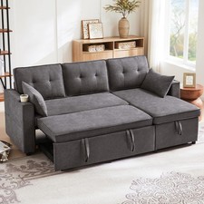 Ecksofa mit Schlaffunktion Schlafsofa,3 Sitzer Sofa Stauraum Chaiselongue Kissen