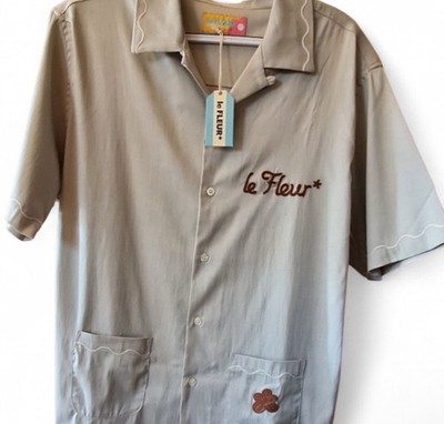 Golf le FLEUR* Men's Gray Short Sleeve Button-Up Shirt M