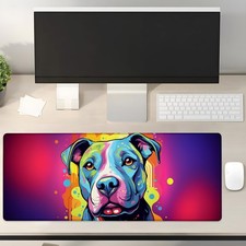 Colorful Pitbull Dog Gaming Mouse Pad Gifts 31.5" x 11.8", Non-Slip Rubber Ba...