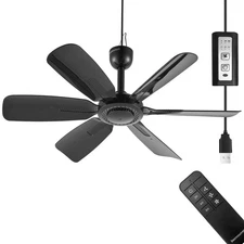17.7" Inch Portable Ceiling Fan with Remote Control Timing 3 Speed,USB Plug I...