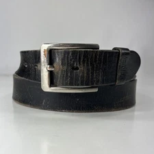 Buffway Worn Black Leather Work Belt - Men's Size 42