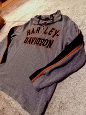 Harley-Davidson Men's Gray 1/4 Zip Hooded Sweatshirt
