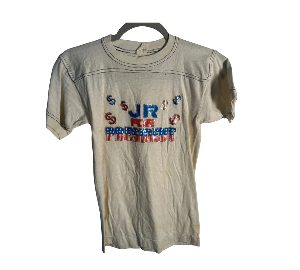 20 世纪 80 年代穿的 Johnny Rutherford 拥有“JR for President”衬衫 (COA) Indy 500 比赛 — 第 2/4 张图片
