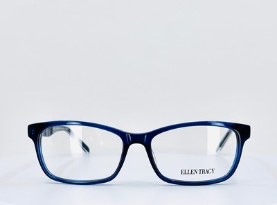ELLEN TRACY PARIS NAVY Blue Womens Rectangle Full Rim Eyeglasses 52-15-135 B:35