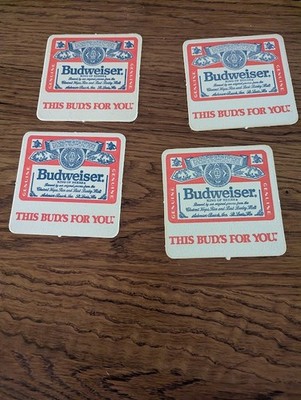 Budweiser  This Bud s For You  Vintage Bar Coasters   Set of 4   Anheuser Busch 