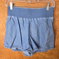 Cotton Denim Girls Shorts Size XS/S Elastic Smocking Waistband