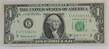 1963B Joseph Barr Note Fancy Serial Number One Dollar Bill E47700629F Pairs