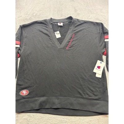 Champion San Francisco 49ers Mens V-Neck Sweatshirt Black Red XL NWT NFL Pockets