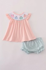 Pink embroidery bloomer set