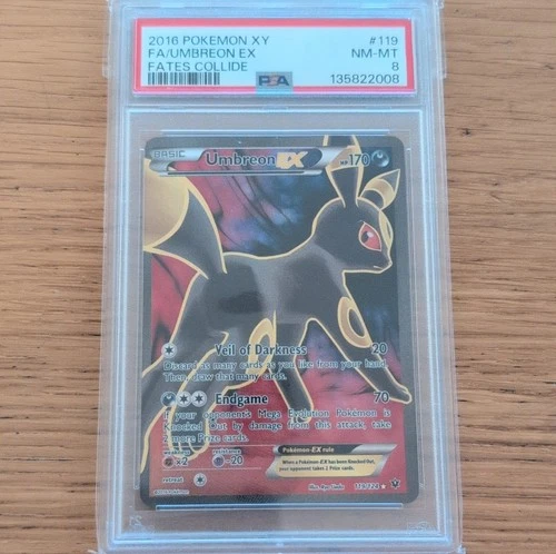 Pokémon Umbreon EX Full Art Ultra Rare 119/124 Fates Collide Holo PSA 8
