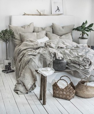Linen Bedding Set in Natural Color. 3 Piece Set in Twin, Full sizes Duvet Cover