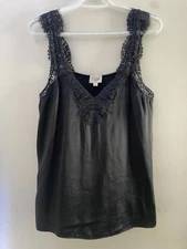 CAMI NYC Black Lace Trim Women's Camisole Top Size L