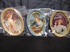 (3) 1973 Coca Cola Small Vintage Oval Mini Tin Tip Trays 6in x 4.5in Coke