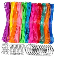  Lanyard String Kit, 12 Colors Plastic String Lacing Cord, Glossy/Glitter