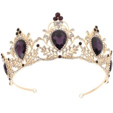 Luxury Purple Crystal Crown Baroque Crown Rhinestone Tiara and Crown Bridal