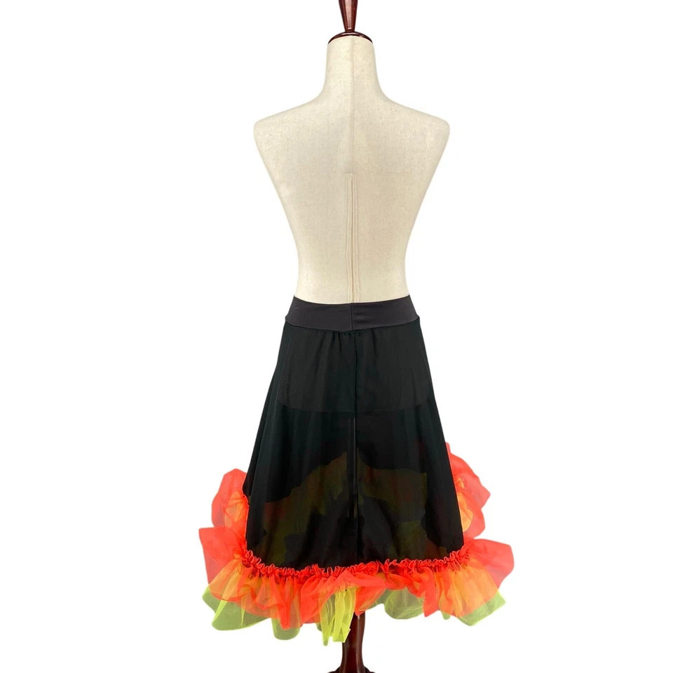Capezio Ropa de Baile Falda Alta Baja Volantes Mujer M Negro Naranja Amarillo Flamenco Foto 4 de 4
